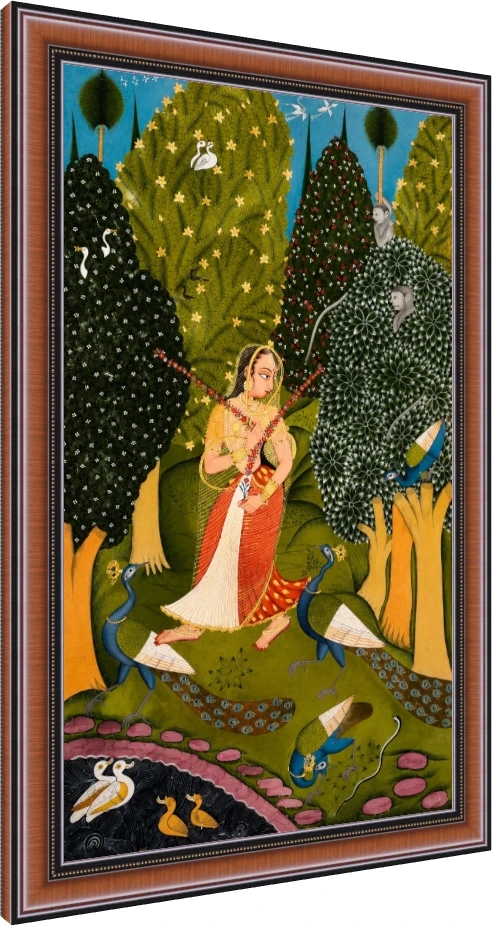 Gaudi Ragini Traditional Indian Miniature Canvas wall art print — photo frame preview | PrintPosters.in