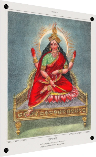 Goddess Bhuvaneshvari Vintage Hindu Art Canvas wall art print — acrylic preview | PrintPosters.in