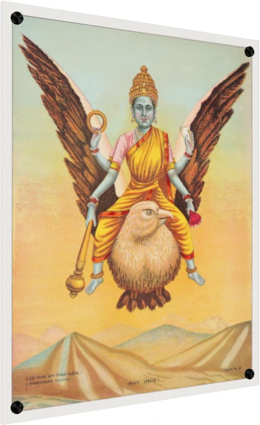 Goddess Sarasvati Vintage Illustration Canvas wall art print — acrylic preview | PrintPosters.in