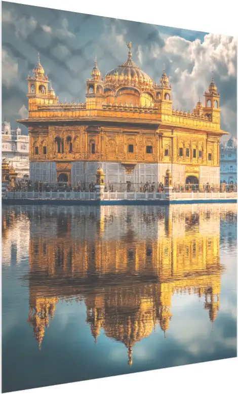 Golden Temple Reflecting on Still Waters Print wall art print — acrylic preview | PrintPosters.in