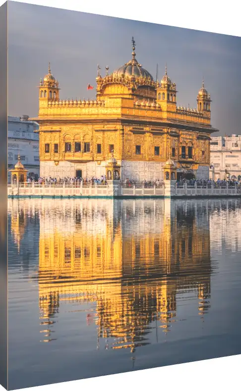 Serene Golden Temple Reflection Canvas | PrintPosters.in