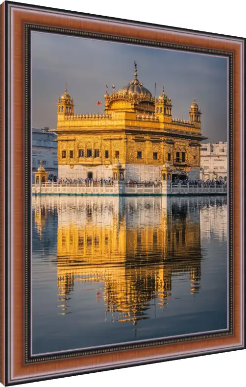 Serene Golden Temple Reflection Canvas — photo frame preview | PrintPosters.in