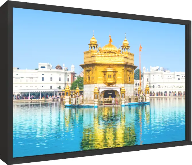 Traditional Golden Temple Wall Art — floater frame preview | PrintPosters.in