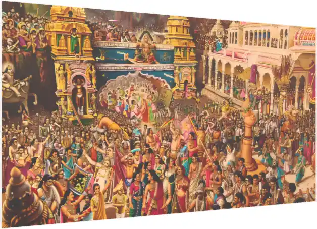 Grand Temple Festival Celebration Art — acrylic preview | PrintPosters.in