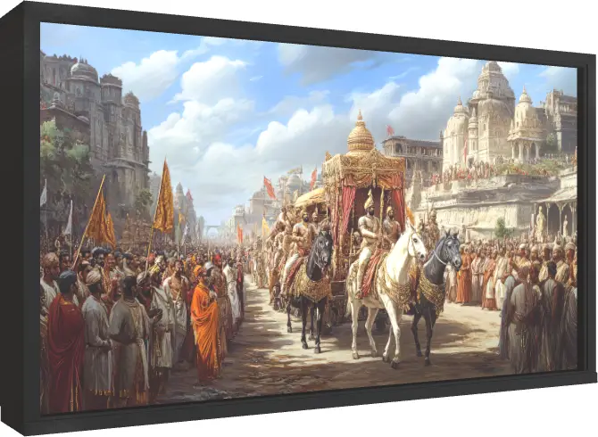 Ancient City Royal Procession Print — floater frame preview | PrintPosters.in