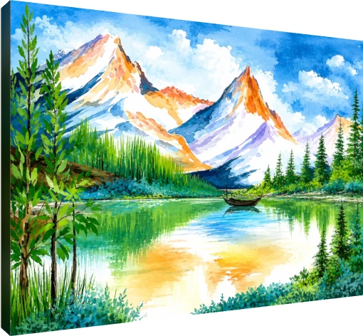 Sunlit Alpine Mountain Lake wall art print | PrintPosters.in