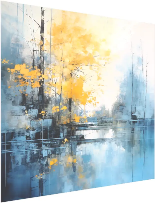 Harmonious Contrasts Blue & Yellow Abstract — acrylic preview | PrintPosters.in