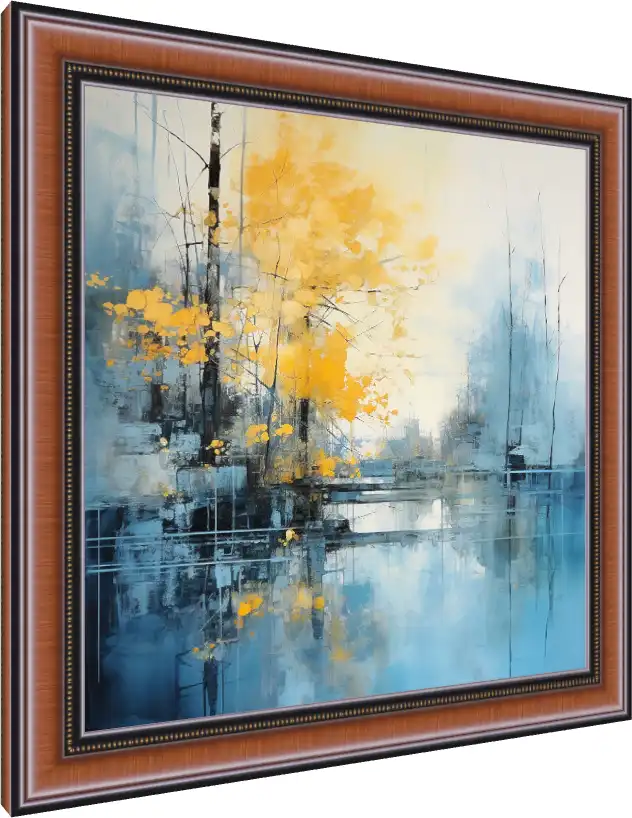 Harmonious Contrasts Blue & Yellow Abstract — photo frame preview | PrintPosters.in