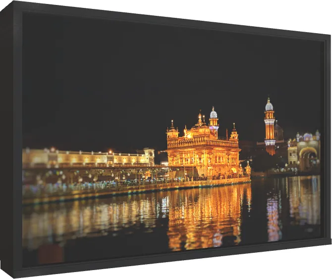 Serene Amrit Sarovar Golden Temple Print — floater frame preview | PrintPosters.in
