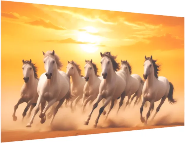 Herd of Horses Running at Sunset — acrylic preview | PrintPosters.in