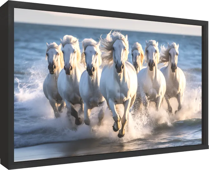 Horses Running on Beach at Sunset — floater frame preview | PrintPosters.in