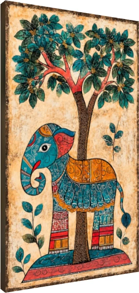 Madhubani Style Elephant Painting Canvas wall art print | PrintPosters.in