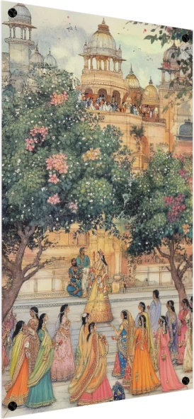 Royal Indian Palace Maidens Canvas Print wall art print — acrylic preview | PrintPosters.in