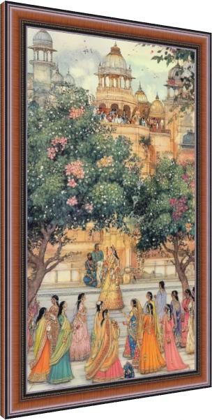 Royal Indian Palace Maidens Canvas Print wall art print — photo frame preview | PrintPosters.in