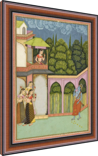 Krishna Approaches Radha Miniature Canvas wall art print — photo frame preview | PrintPosters.in