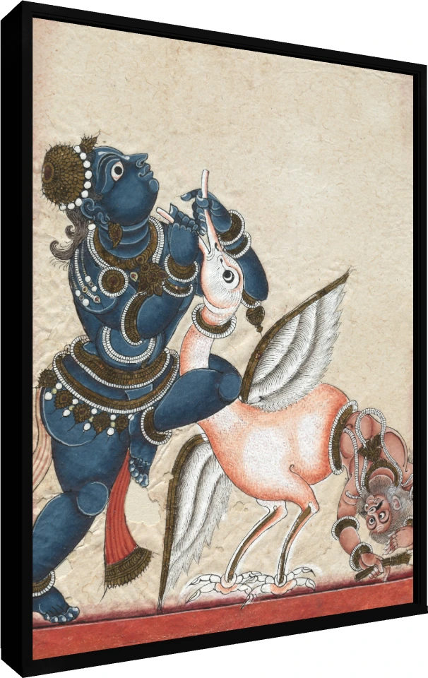 Krishna Vanquishing Bakasura Canvas Print wall art print — floater frame preview | PrintPosters.in