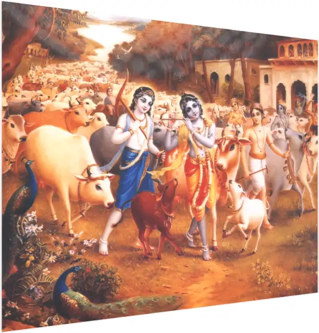 Krishna Balaram in Vrindavan Print — acrylic preview | PrintPosters.in