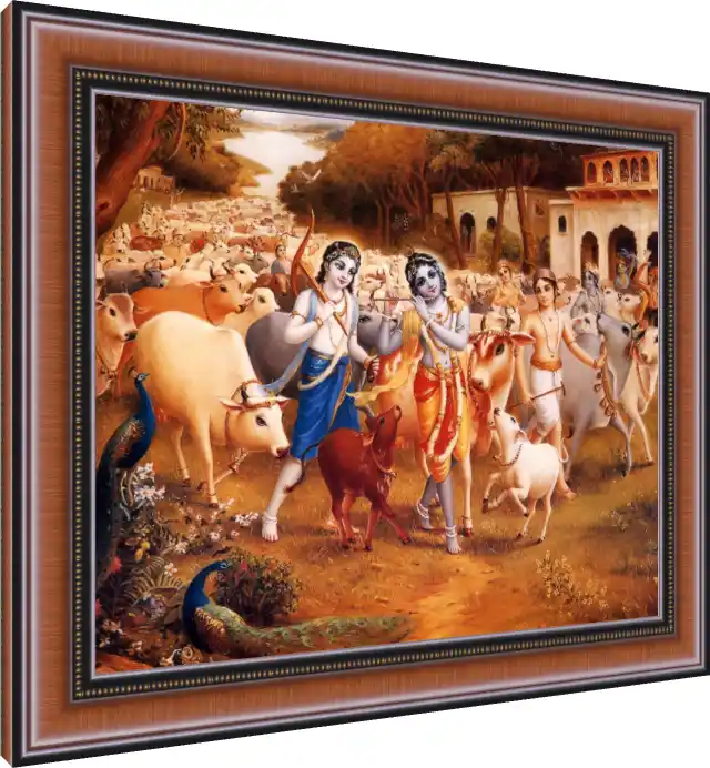 Krishna Balaram in Vrindavan Print — photo frame preview | PrintPosters.in