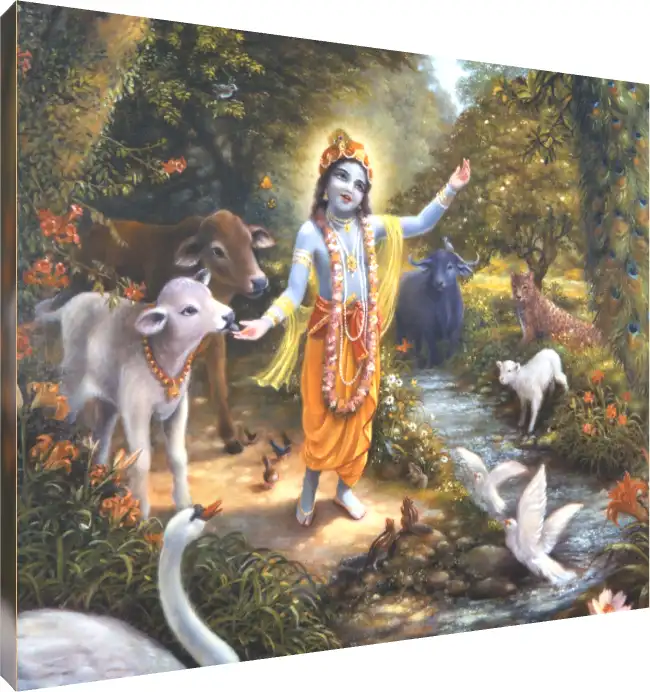 Krishna on Yamuna River Bank Canvas | PrintPosters.in
