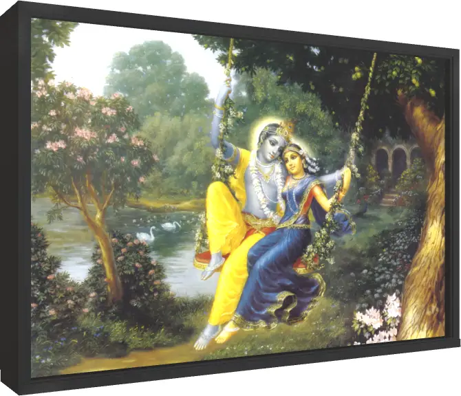 Lord Krishna Divine Flute Canvas — floater frame preview | PrintPosters.in