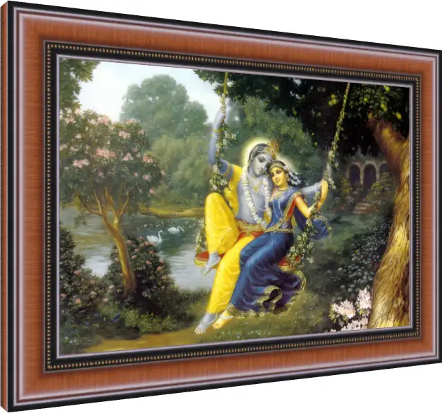 Lord Krishna Divine Flute Canvas — photo frame preview | PrintPosters.in