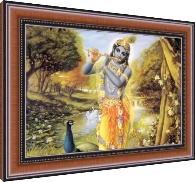 Krishna Gopal with Sacred Cow Art — photo frame preview | PrintPosters.in