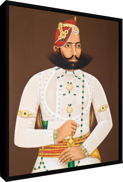 Portrait of Kunwar Sabal Singh Canvas Print wall art print — floater frame preview | PrintPosters.in
