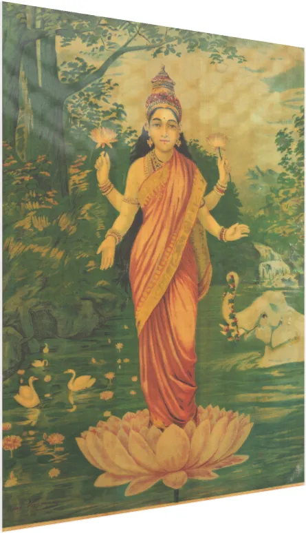 Goddess Lakshmi Vintage Raja Ravi Varma Print — acrylic preview | PrintPosters.in