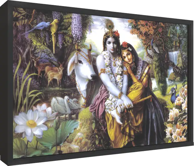 Majestic Lord Krishna Divine Canvas Print — floater frame preview | PrintPosters.in