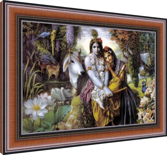 Majestic Lord Krishna Divine Canvas Print — photo frame preview | PrintPosters.in
