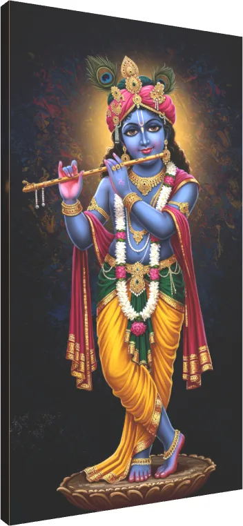 Divine Lord Krishna Playing Flute Canvas | PrintPosters.in