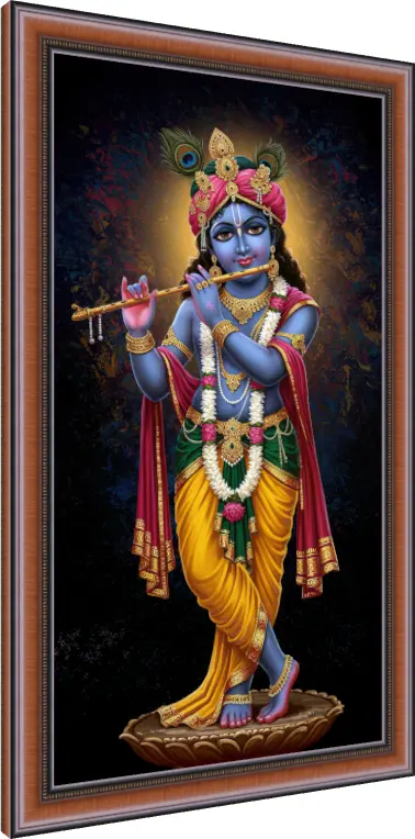 Divine Lord Krishna Playing Flute Canvas — photo frame preview | PrintPosters.in