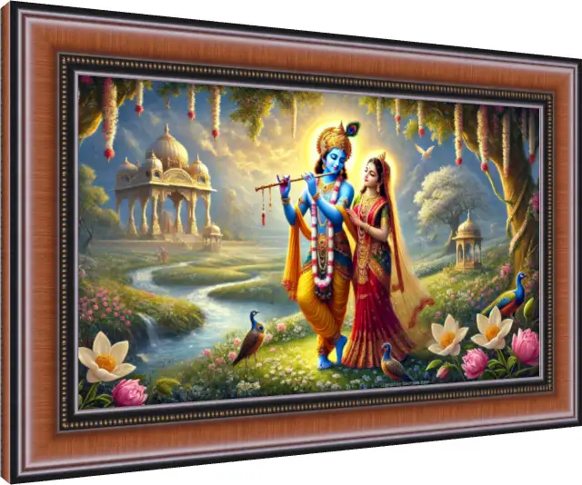 Vibrant Radha Krishna Divine Love — photo frame preview | PrintPosters.in