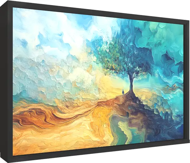 Abstract Floral Oil Painting Canvas — floater frame preview | PrintPosters.in