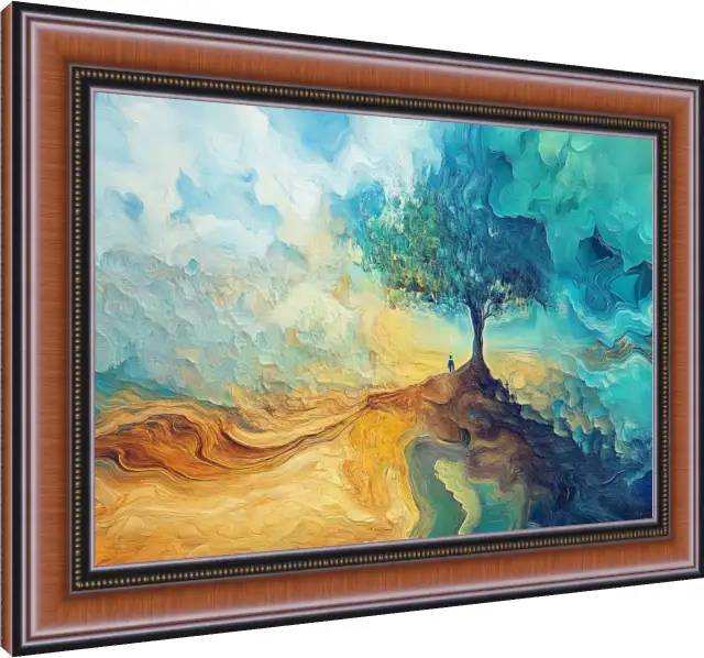 Abstract Floral Oil Painting Canvas — photo frame preview | PrintPosters.in