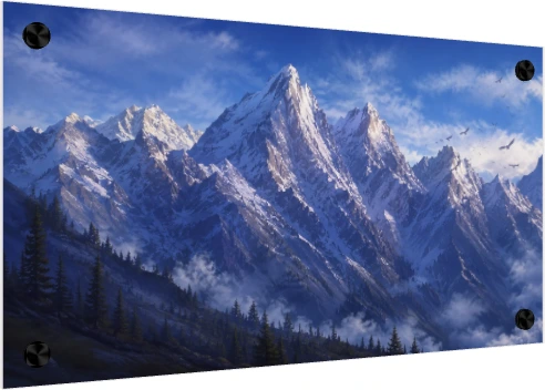Epic Snow-Capped Mountain Peaks Landscape — acrylic preview | PrintPosters.in