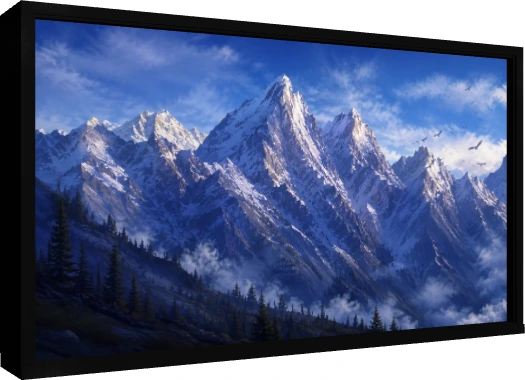Epic Snow-Capped Mountain Peaks Landscape — floater frame preview | PrintPosters.in