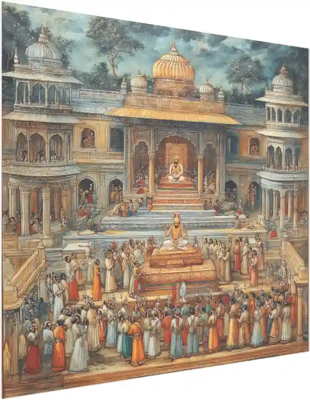 Mughal Emperor Coronation Miniature Art — acrylic preview | PrintPosters.in