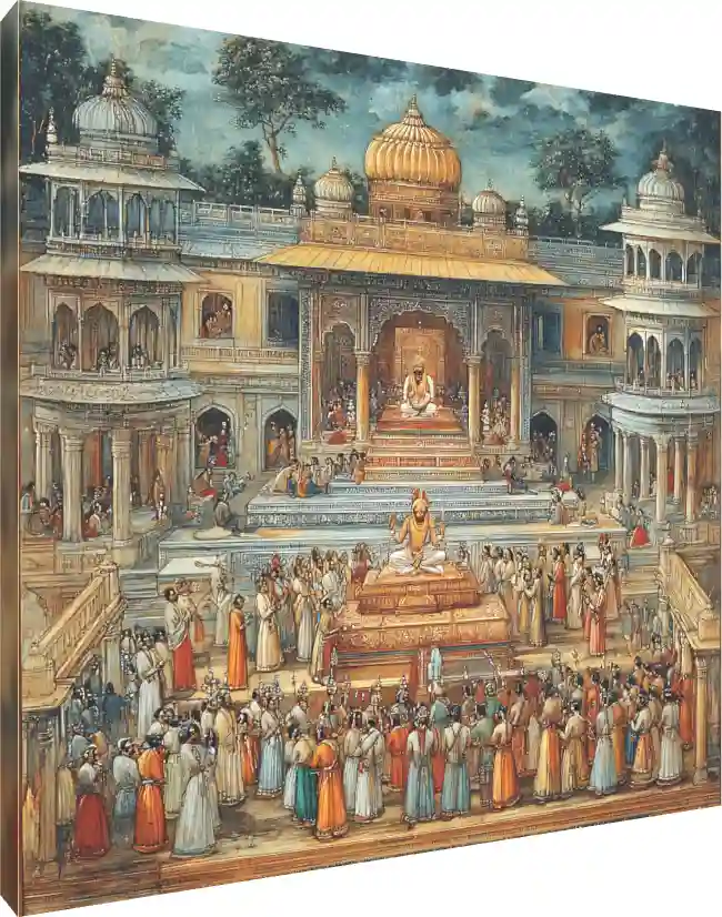 Mughal Emperor Coronation Miniature Art | PrintPosters.in