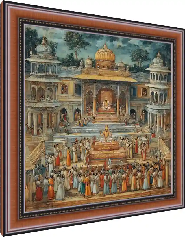Mughal Emperor Coronation Miniature Art — photo frame preview | PrintPosters.in