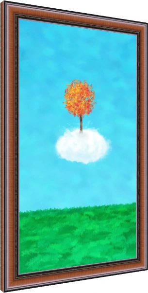 Surreal Floating Cloud Autumn Tree — photo frame preview | PrintPosters.in