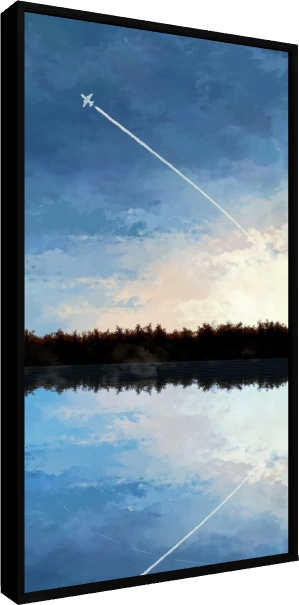 Abstract Sky Reflection Lake Landscape — floater frame preview | PrintPosters.in