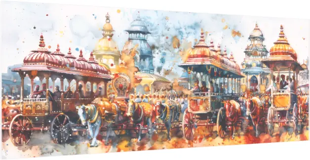 Historic Carriage Cityscape Canvas — acrylic preview | PrintPosters.in