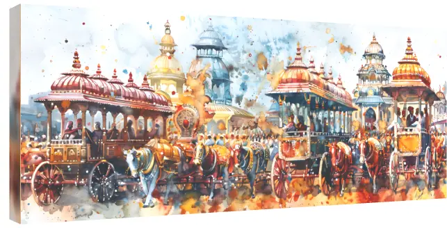 Historic Carriage Cityscape Canvas | PrintPosters.in