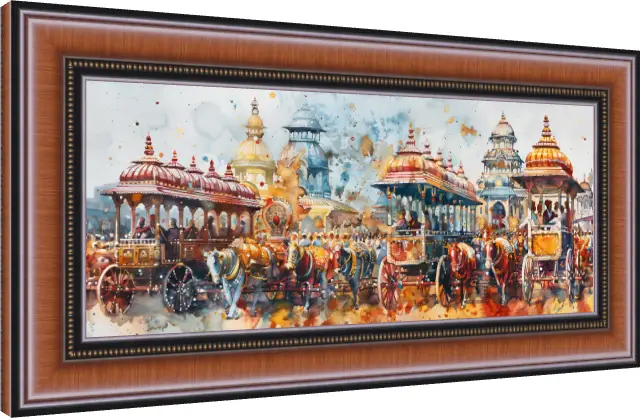 Historic Carriage Cityscape Canvas — photo frame preview | PrintPosters.in