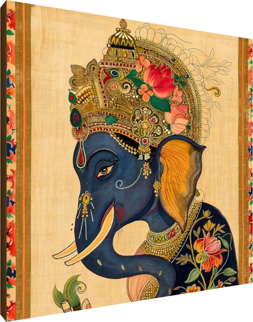 Crowned Blue Elephant Profile Canvas Print wall art print | PrintPosters.in