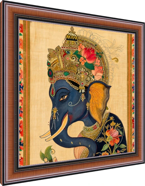 Crowned Blue Elephant Profile Canvas Print wall art print — photo frame preview | PrintPosters.in
