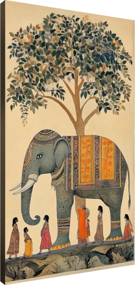 Traditional Indian Elephant Procession Canvas wall art print | PrintPosters.in