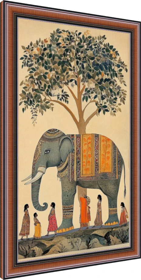 Traditional Indian Elephant Procession Canvas wall art print — photo frame preview | PrintPosters.in