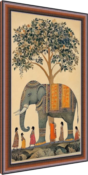 Traditional Indian Elephant Procession Canvas wall art print — photo frame preview | PrintPosters.in